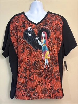 Nightmare Before Christmas Undying Love Women Scrub Top Size 4XL- NWT Jack Sally - Image 1 of 4