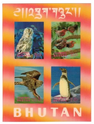 Bután Scott #104h. Hoja de recuerdo de aves. Comprobar estado Foto 1 de 2