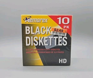 Nuevo paquete de 10 discos negros Memorex de 3,5" sellados - Imagen 1 de 5