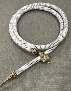 Vintage 70's DL Auld Snake Gold Tone/White, And Rhinestones Belt Or Necklace. - Picture 1 of 7