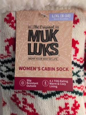 Calcetines de cabina MUK LUKS cálidos acogedores forrados pinzas antideslizantes para mujer L/XL (8-10) vacaciones Foto 1 de 4