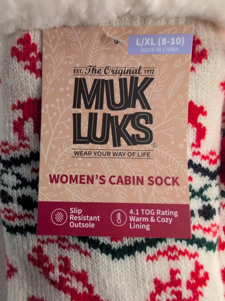 Calcetines de cabina MUK LUKS cálidos acogedores forrados pinzas antideslizantes para mujer L/XL (8-10) vacaciones Foto 1 de 4