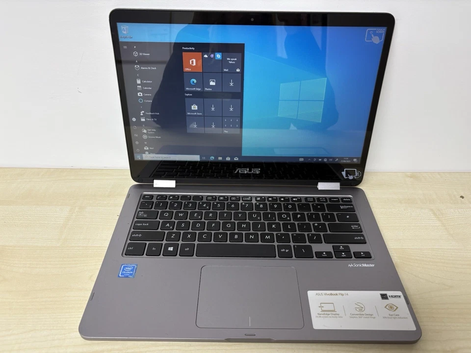ASUS VivoBook 14 TP401M Laptop Intel N4020 4GB RAM 64GB Touchscreen Win 10 READ - Image 1 of 4