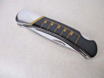 Rare Buck USA Made Custom Shop Royal Flush Buffalo Horn 500 Duke Knife & Sheath - Image 1 of 4