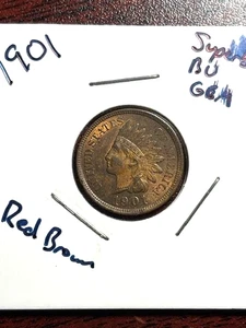 1901 Indian Cent Nice Original Choice BU RB EXCELLENT DETAILS - Picture 1 of 10