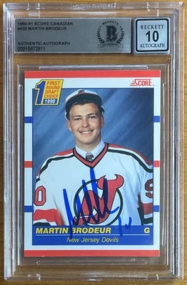 MARTIN BRODEUR SIGNED 90/91 SCORE CANADIAN #439 ROOKIE BAS BGS AUTHENTIC 10 AUTO - Image 1 of 2