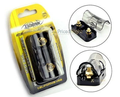 Gold Mini ANL Fuse Holder Inline 4 8 Gauge Input Output Xscorpion AMA48G - Image 1 of 4