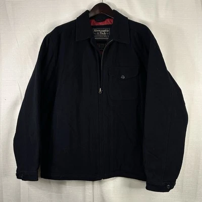 CHAQUETA DE LANA grande vintage ABERCROMBIE & FITCH para hombre cuello cremallera completa Foto 1 de 4
