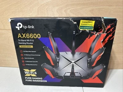 TP-LINK Archer GX90 Tri-Band Wi-Fi 6 4804Mbps Gaming Router - Black/Red (AX6600) - Image 1 of 4