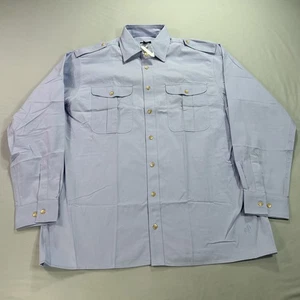 NEW J Peterman Shirt Mens Large Blue Button Up Casual Minimalist Adult - Picture 1 of 11
