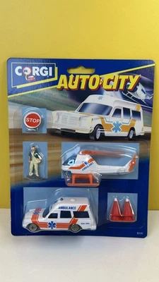 CORGI AUTO CITY 93101 AMBULANCE MERCEDES & HELICOPTER EMERGENCY SET / MINT - Image 1 of 4