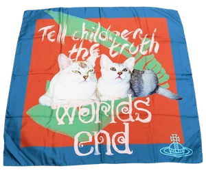 Bufanda Vivienne Westwood - BMWT gatos naranja y verde azulado 100 % seda foulard PVP: £235 - Imagen 1 de 15