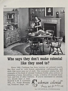 Cushion Colonial Furniture North Bennington VT Vintage Print Ad 1965 - Picture 1 of 4