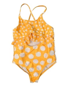 Wonder Nation Swim Suit Sz Med 7/8 Polkadot Yellow Girls Swim Suit UPF 50+ - Picture 1 of 11
