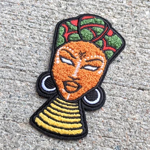 African Goddess Chenille Iron-on Patch - African Woman Black Queen Free Shipping - Picture 1 of 3