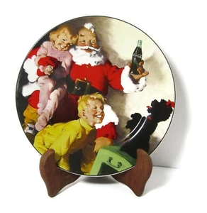 VTG Sakura 1986 Coca Cola Santa Claus 8" Plate Stoneware Christmas Santa Village - Picture 1 of 6