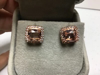 Vintage Rose Gold Plated Sterling Silver Topaz  Pieced Earrings 2.6 grams 💗 - Image 1 of 4