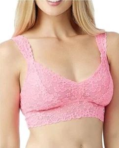 No Boundaries Womens Pink Lace Adjustable Cross Back Wireless Bralette Size XL - Picture 1 of 4