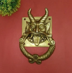 Devil Shape Knocker Brass Demon Faced Door Bell Main Door Home Accessories HK540 - Picture 1 of 12