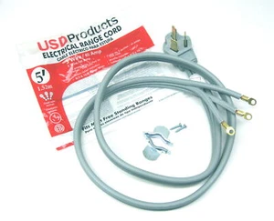 Range Oven Electric Power Cord 3 Prong Wire 40 Amp 5' Foot  Heavy Duty - Picture 1 of 3