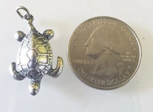 Sterling silver pendent or charm, sea turtle - Picture 1 of 2