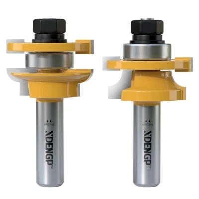 2PCS Round Over Style Rail and Stile Router Bits Set 1/2 Inch Shank 3/8 Inch Cut - Image 1 of 4