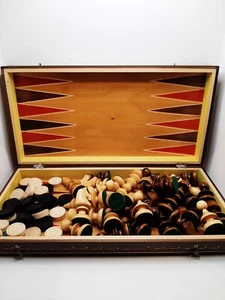 Vintage Schach-Dame-Set IN Legno IN Valigia - Lucido - 9 CM Altezza Re Rarità - Bild 1 von 21