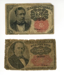 USA Fractional Paper Money - 1874 10 cent + 1874 25 Cent - Picture 1 of 3