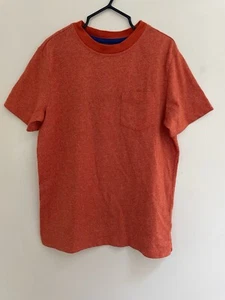 Lands' End Kids Boys Cotton Blend Crew Neck Short Sleeve Pocket Shirt Orange S 8 - Picture 1 of 4