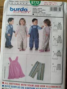 Burda kids sewing pattern for kids dungarees trousers dress 9772