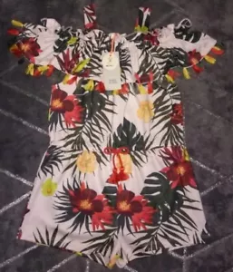 New River Island Girls Floral Frill Tassel Moroccan Mix Playsuit 2-3 Years Sold - Picture 1 of 6