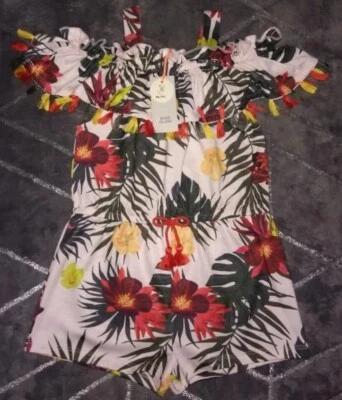 New River Island Girls Floral Frill Tassel Moroccan Mix Playsuit 2-3 Years Sold - Image 1 of 4