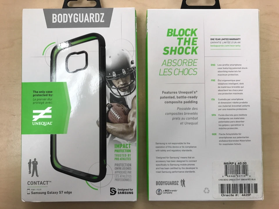 Capa de choque BodyGuardz Samsung Galaxy S7 Edge transparente/preta - Imagem 1 de 3