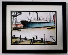 Ls Lowry 27 x 22 Cm 'Queens Docks' Block Framed Print With Double Level Mount 
