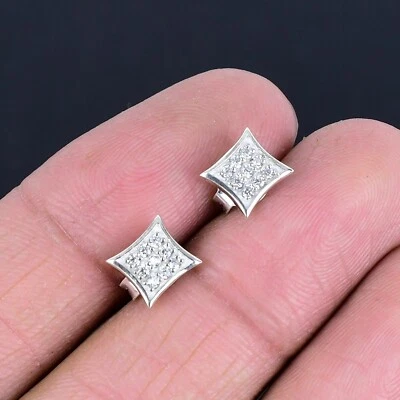 925 Sterling Silver Cubic Zirconia Earrings, Designer Minimalist Stud Earrings - Image 1 of 4
