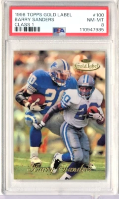 BARRY SANDERS 1998 Topps Gold Label  #100 Gold label class 2 PSA 8 - Image 1 of 2