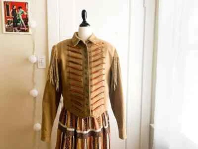 VINTAGE Western Cowgirl Prospector Cropped Jacket Fringe Double D Ranch Sz Large - Image 1 of 4
