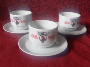 trio of vintage 90s belgian Roode Pelikaan Koffie Cafe Pelican Rouge coffee cups - Picture 1 of 3