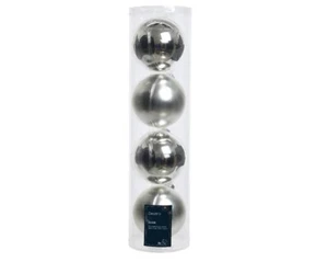 Box 4pz Pallina Albero Di Natale In Vetro Argento 10cm - Foto 1 di 2