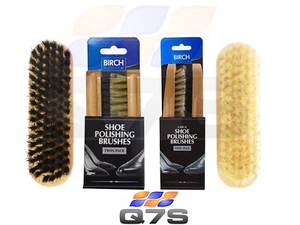 Birch Twin Bristles Cleaning Shoe Polishing Brush Wooden Suede Nubuck Leather - Picture 1 of 3
