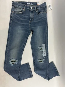 Old Navy Jeans Boys Size 14 Blue Denim KARATE Slim Distressed Flex Max NWT - Picture 1 of 12
