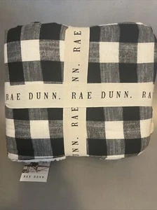 Rae Dunn Blessed Black White Plaid Buffalo Check Throw Blanket Sherpa 50" x 60" - Picture 1 of 7