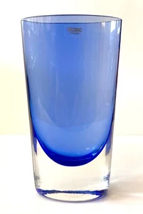 Krosno Poland Cobalt Blue Small Oval Tapered Vase - 6.25" x 3.25" - Picture 1 of 6