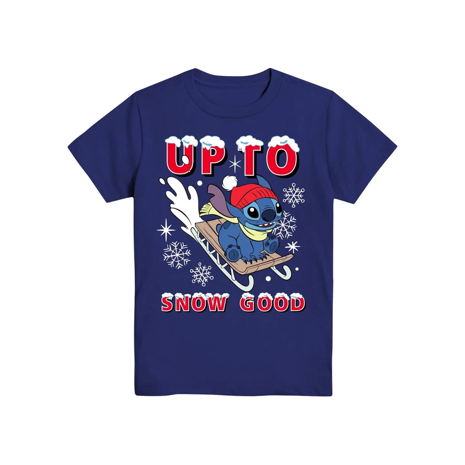 Disney Lilo & Stitch "Up To Snow Good" Graphic T-shirt Boys Size 2XL