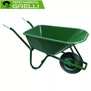 Carriola Agricoltura 100 Litri Polipropilene Verde - Telaio Acciaio - Ruota c - - Foto 1 di 1