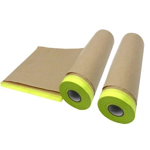 Masking Paper Paint Masking 2 Pack Automotive Paint Paper Roll With Tape Tape An - Picture 1 of 9