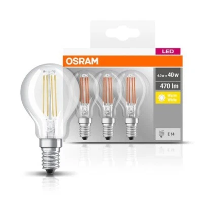 3 x Osram LED BASE P40 E14 Filament 4W Tropfen 2700K Warm White wie 40W - Bild 1 von 4
