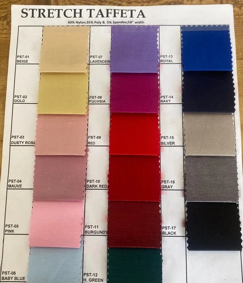 Lightweight Stretch Taffeta Fabric | 58"/60" by the yard - Image 1 of 1