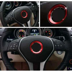 Red Aluminum Alloy Steering Wheel Emblem Ring Trim Fits W204 W212 W166 GLK 7 - Foto 1 di 3