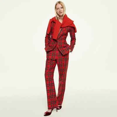 Novo! J. Calça reta Crew 4 8 10 12 14 Kate vermelha boa nova xadrez tartan nova com etiquetas - Imagem 1 de 4